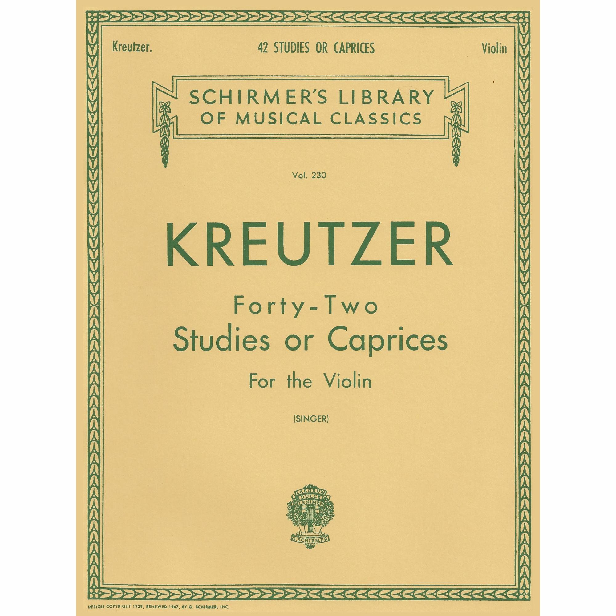 Kreutzer -- Forty-Two Studies or Caprices for Violin