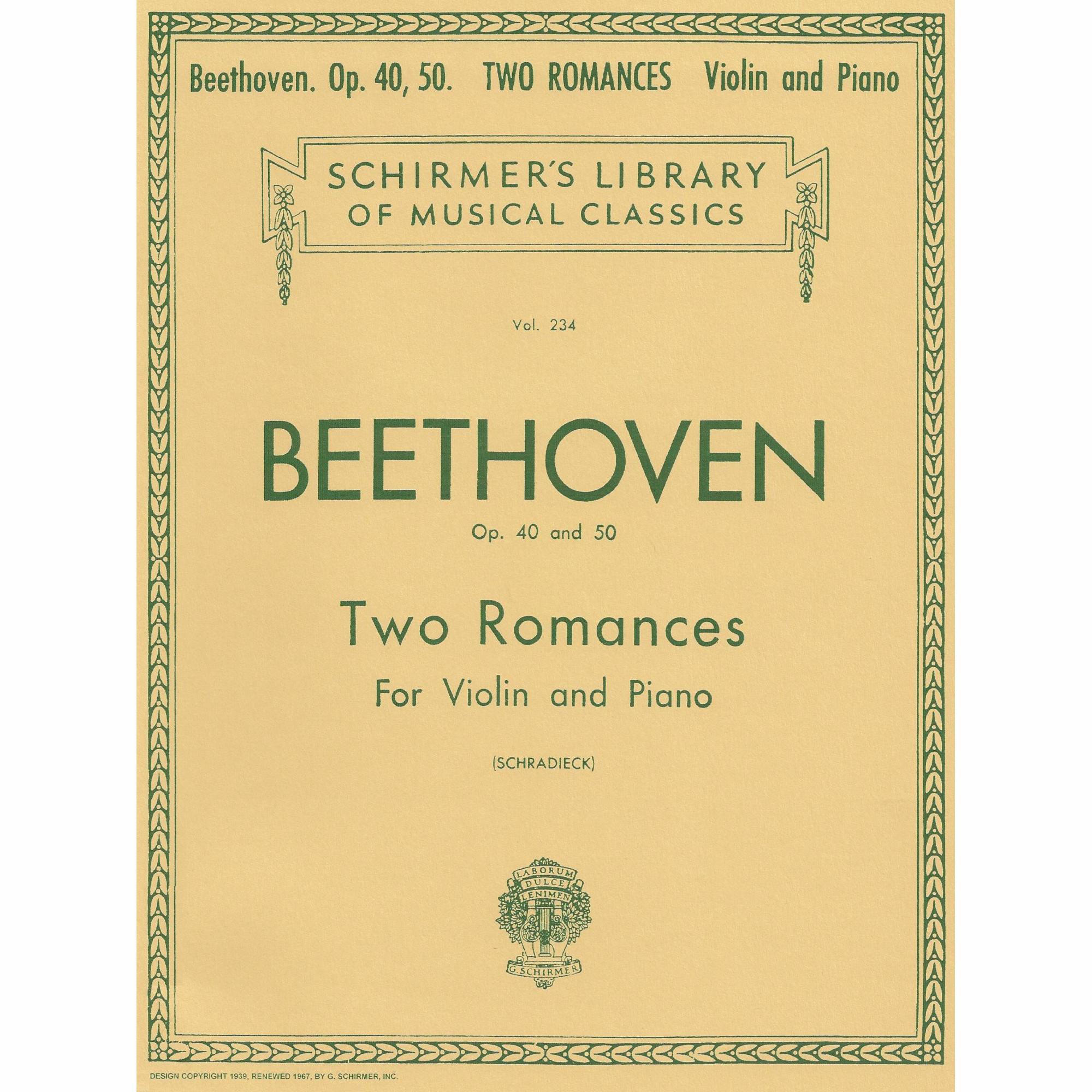Beethoven -- Two Romances, Op. 40 & 50 for Violin and Piano