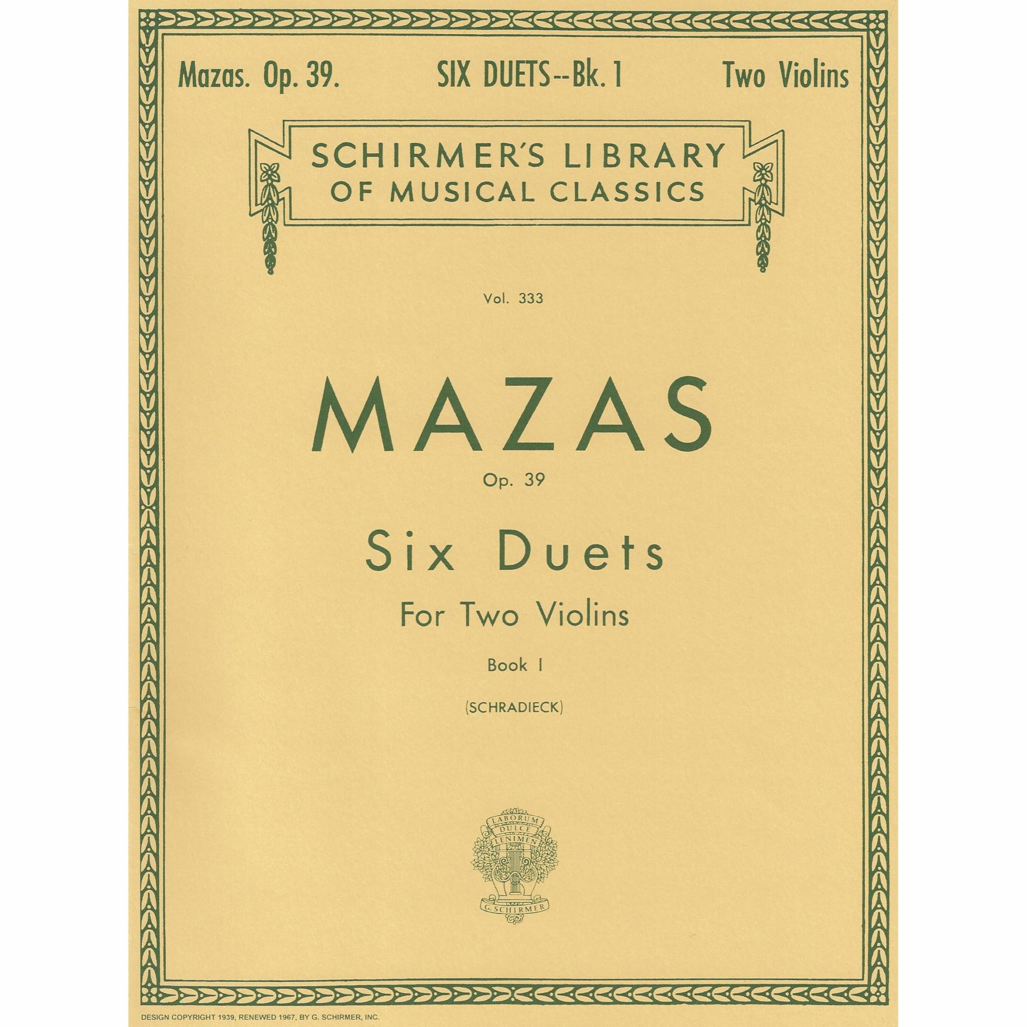Mazas -- Six Duets, Op. 39, Bk. I for Two Violins