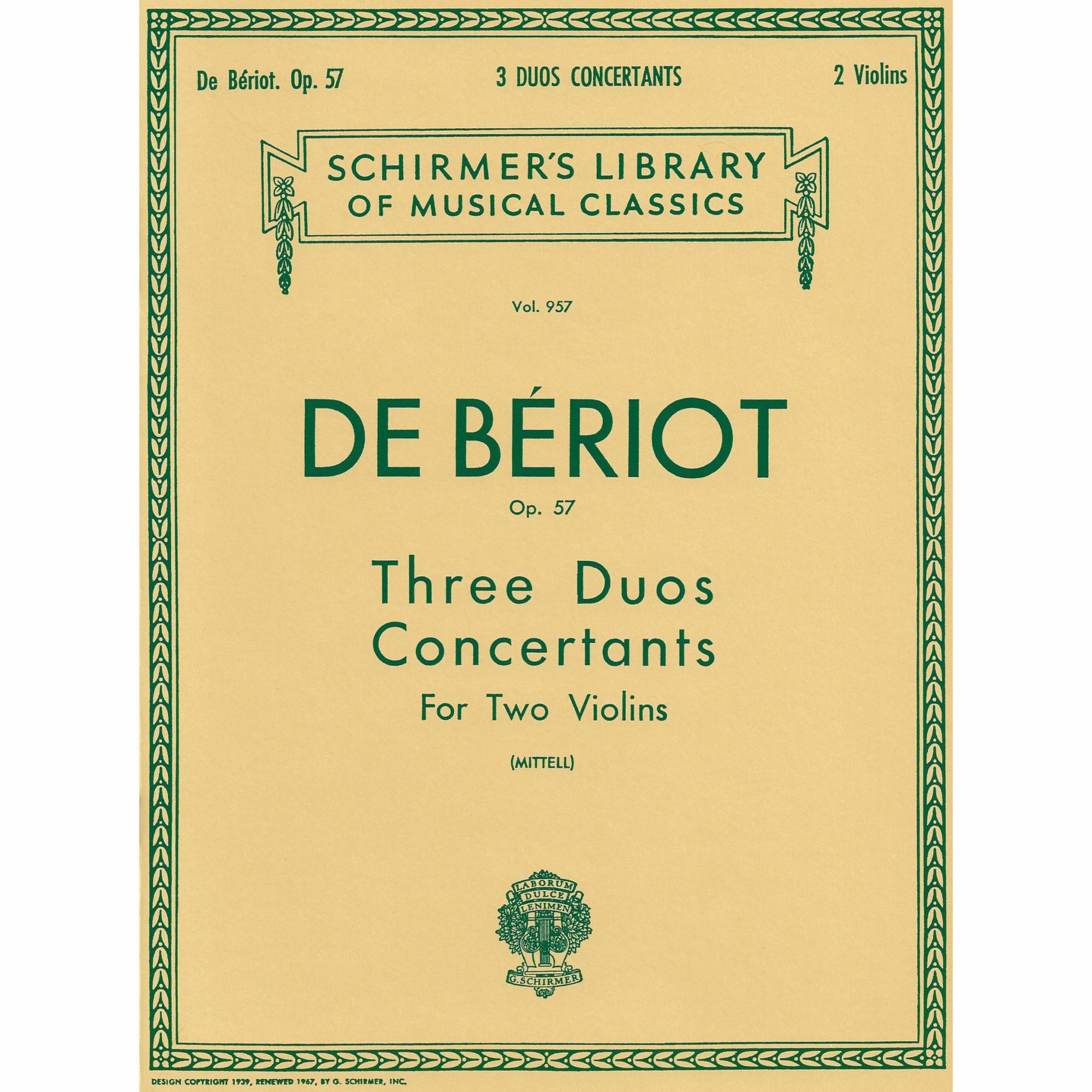 Beriot -- Three Duos Concertants, Op. 57 for Two Violins