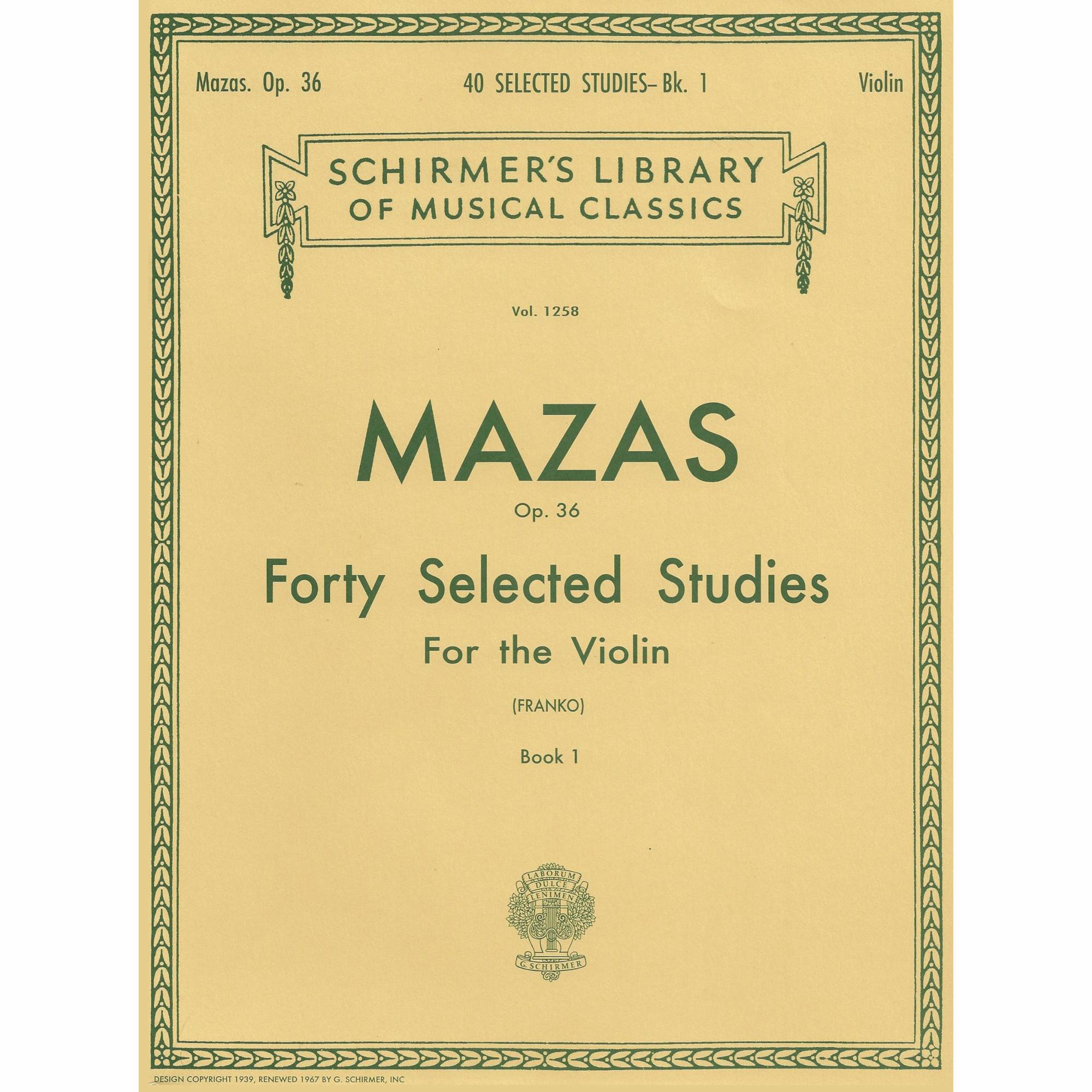 Mazas -- 40 Selected Studies, Books 1-2 for Violin