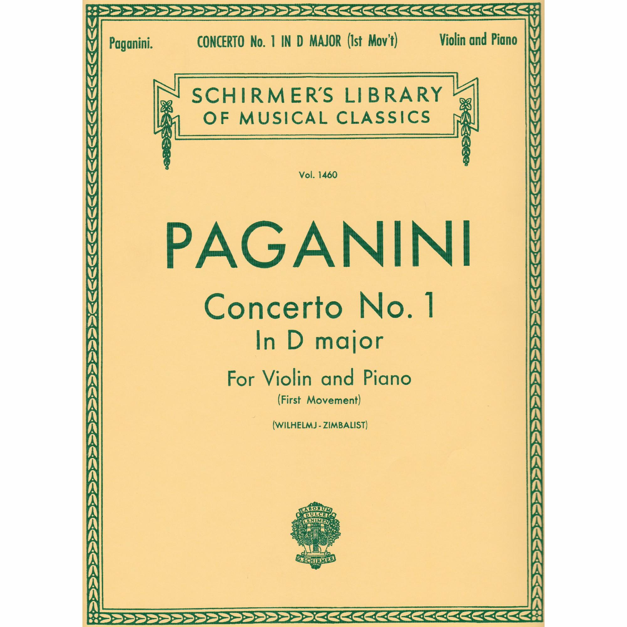 Paganini -- Concerto No. 1 in D Major, Op. 6 (First Movement) for Violin and Piano