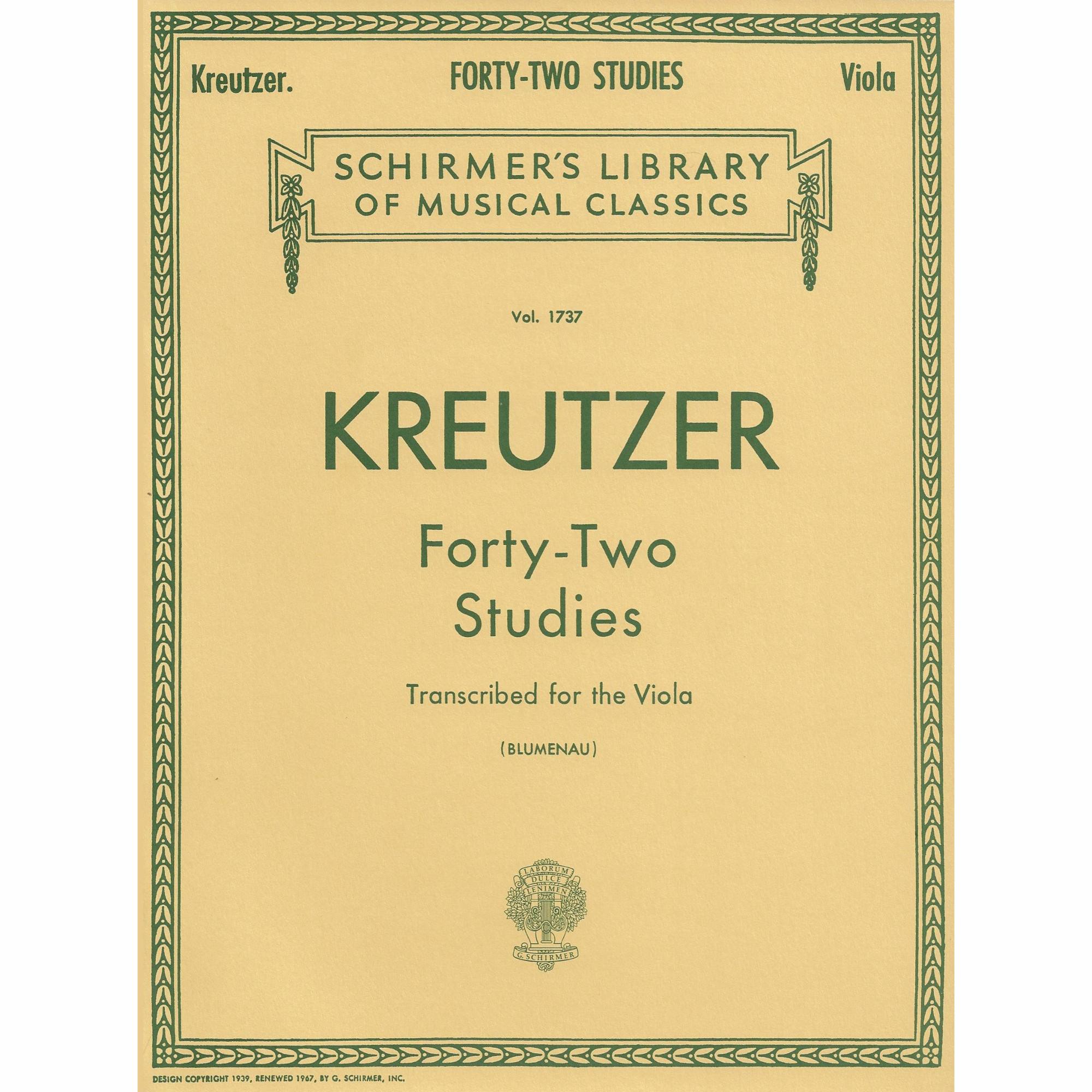 Kreutzer -- Forty-Two Studies for Viola