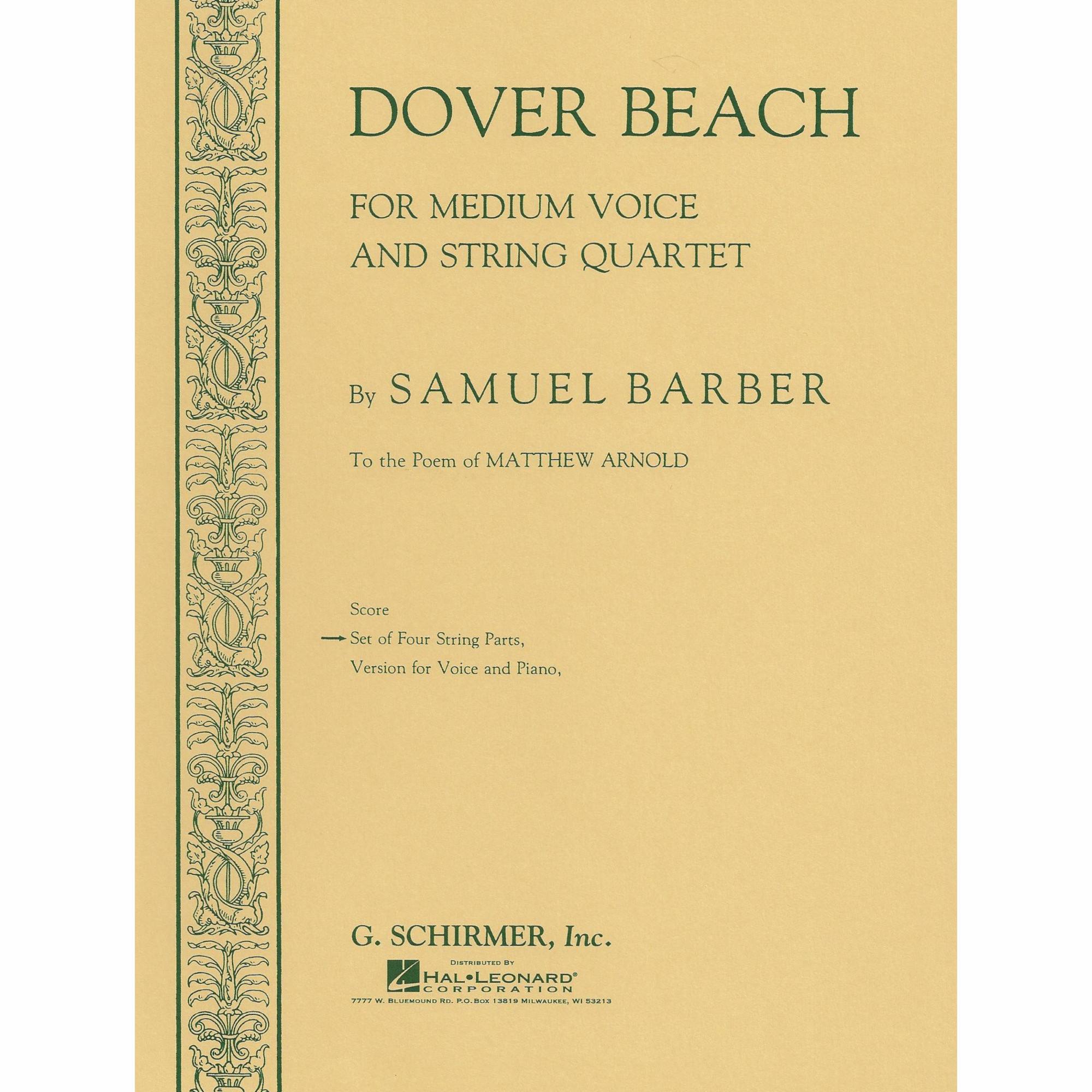 Barber -- Dover Beach, Op. 3 for Voice and String Quartet