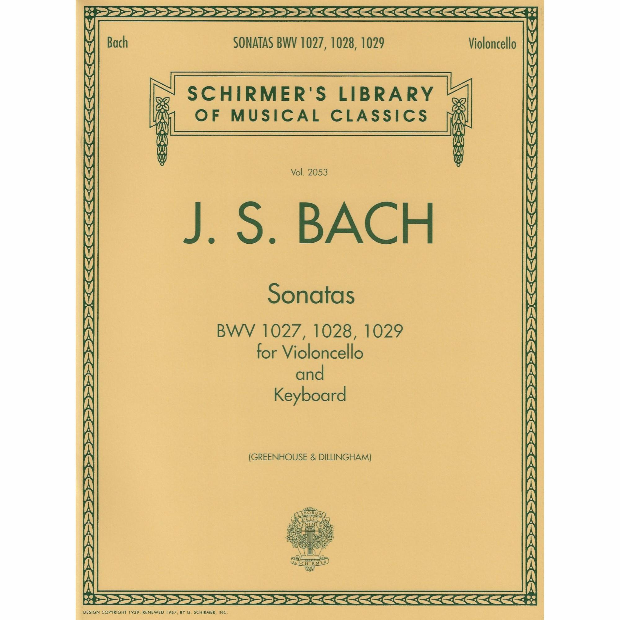 Three Sonatas, BWV 1027-29 for Cello and Piano