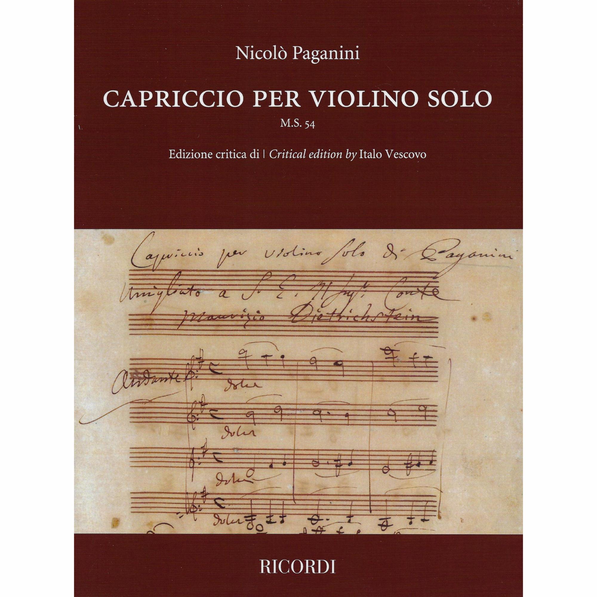 Paganini -- Capriccio, M.S. 54 for Solo Violin