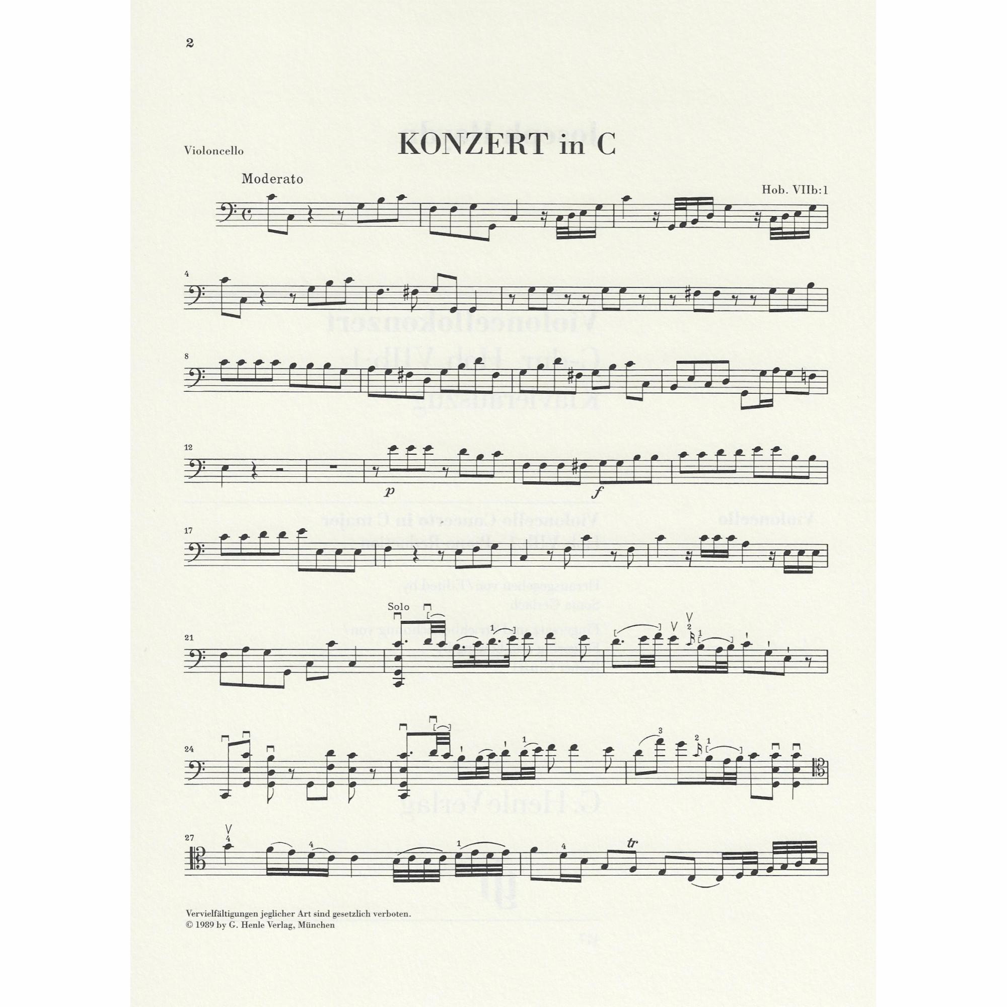 Sample: Marked Cello Part (Pg. 1)