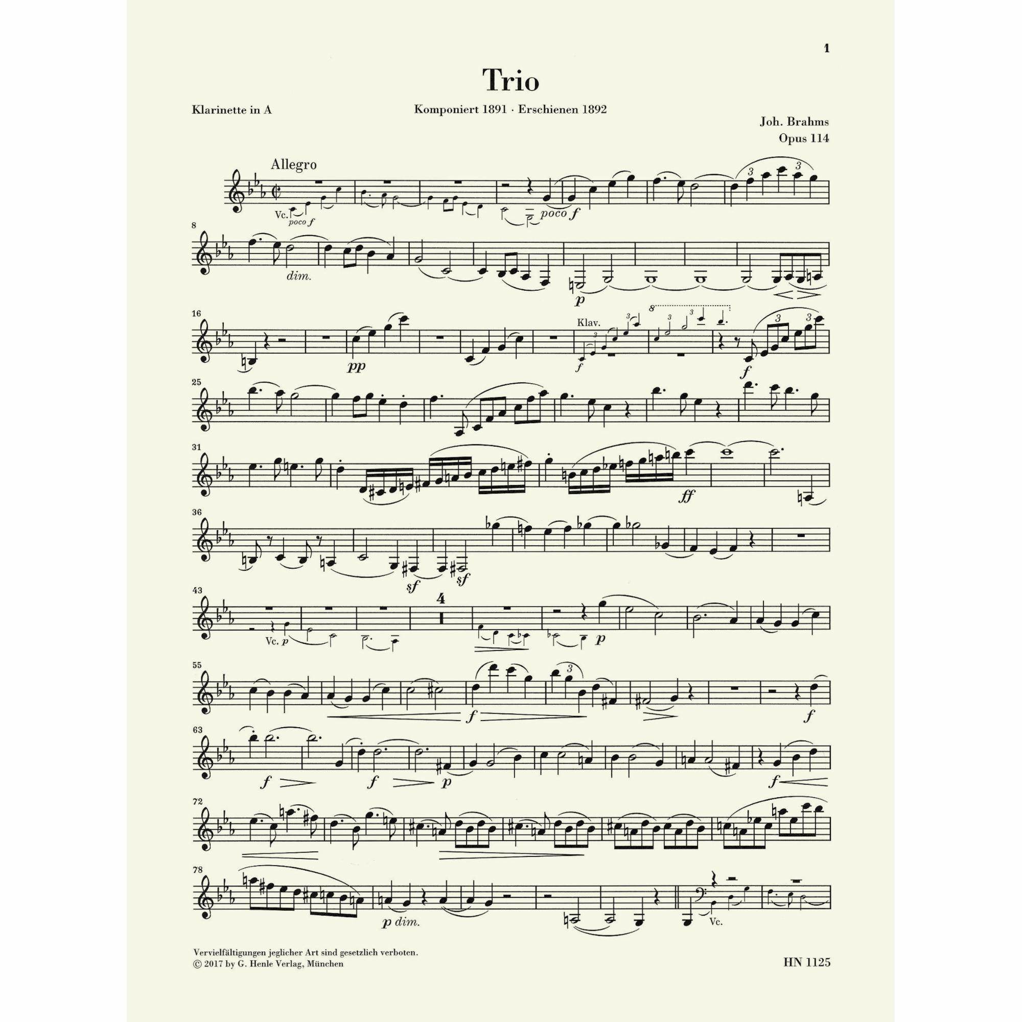 Sample: Clarinet (Pg. 1)