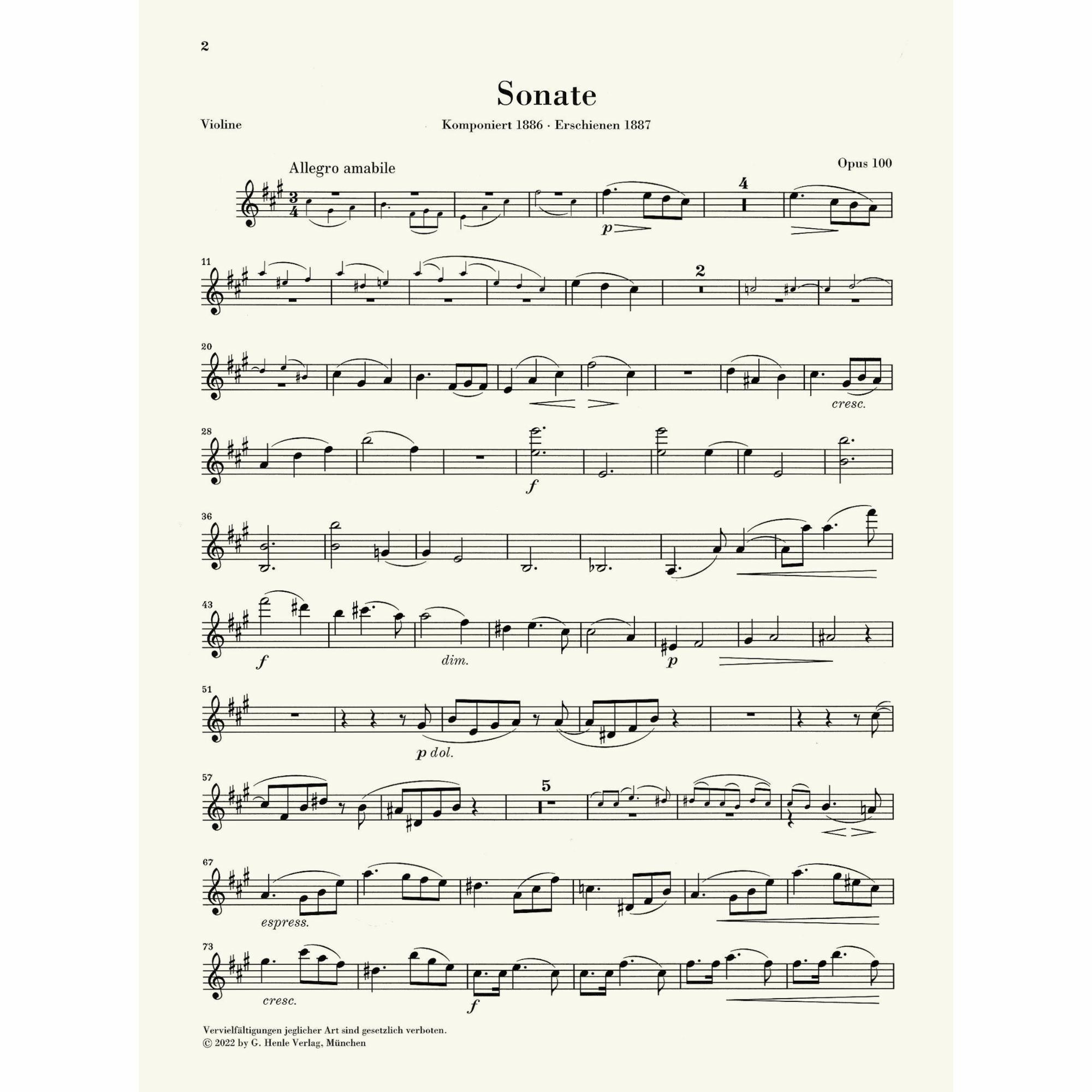 Sample: Urtext Violin Part