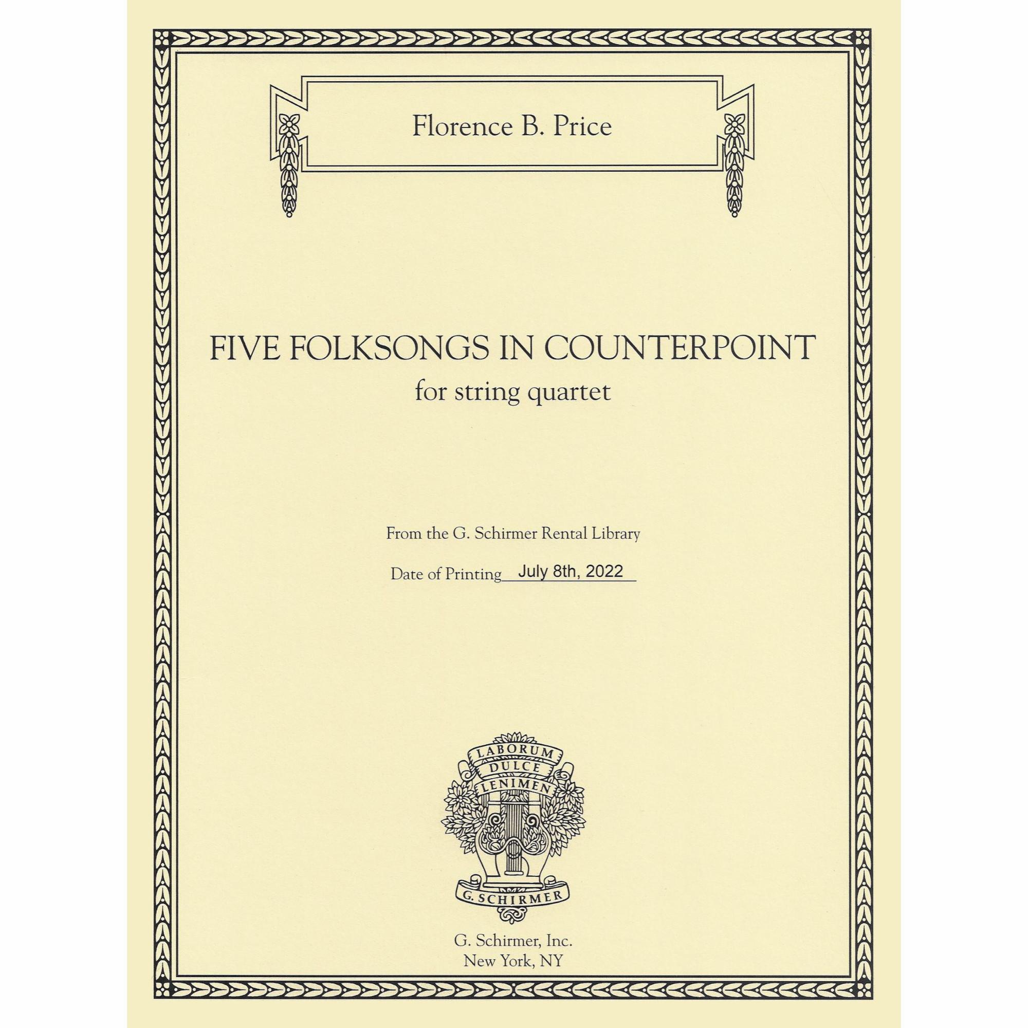 Price -- Five Folk Songs in Counterpoint for String Quartet