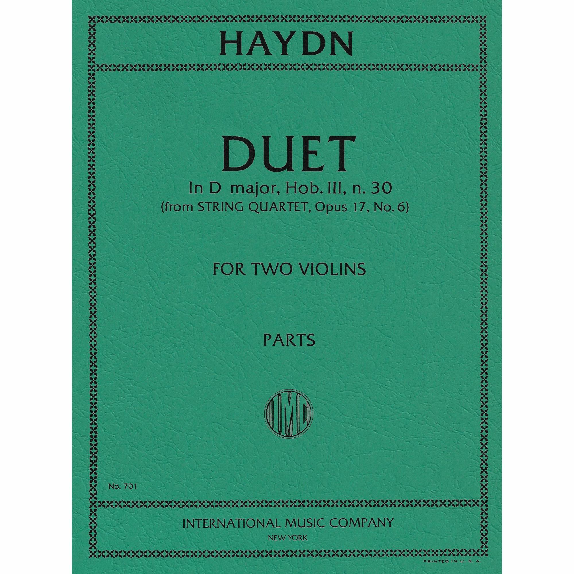 Haydn -- Duet in D Major, from String Quartet Op. 17, No. 6, for Two Violins