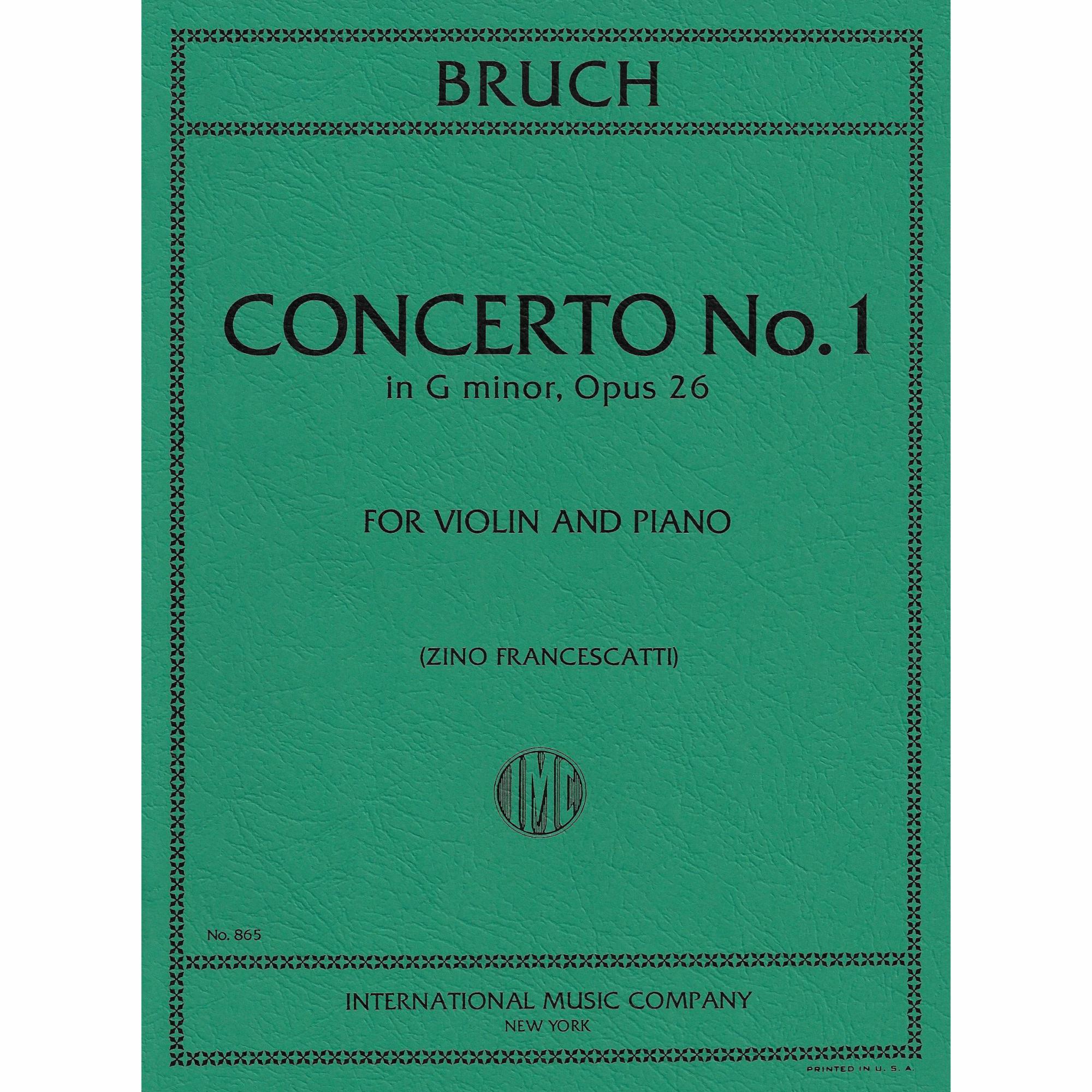 Bruch -- Concerto No. 1 in G Minor, Op. 26 for Violin and Piano