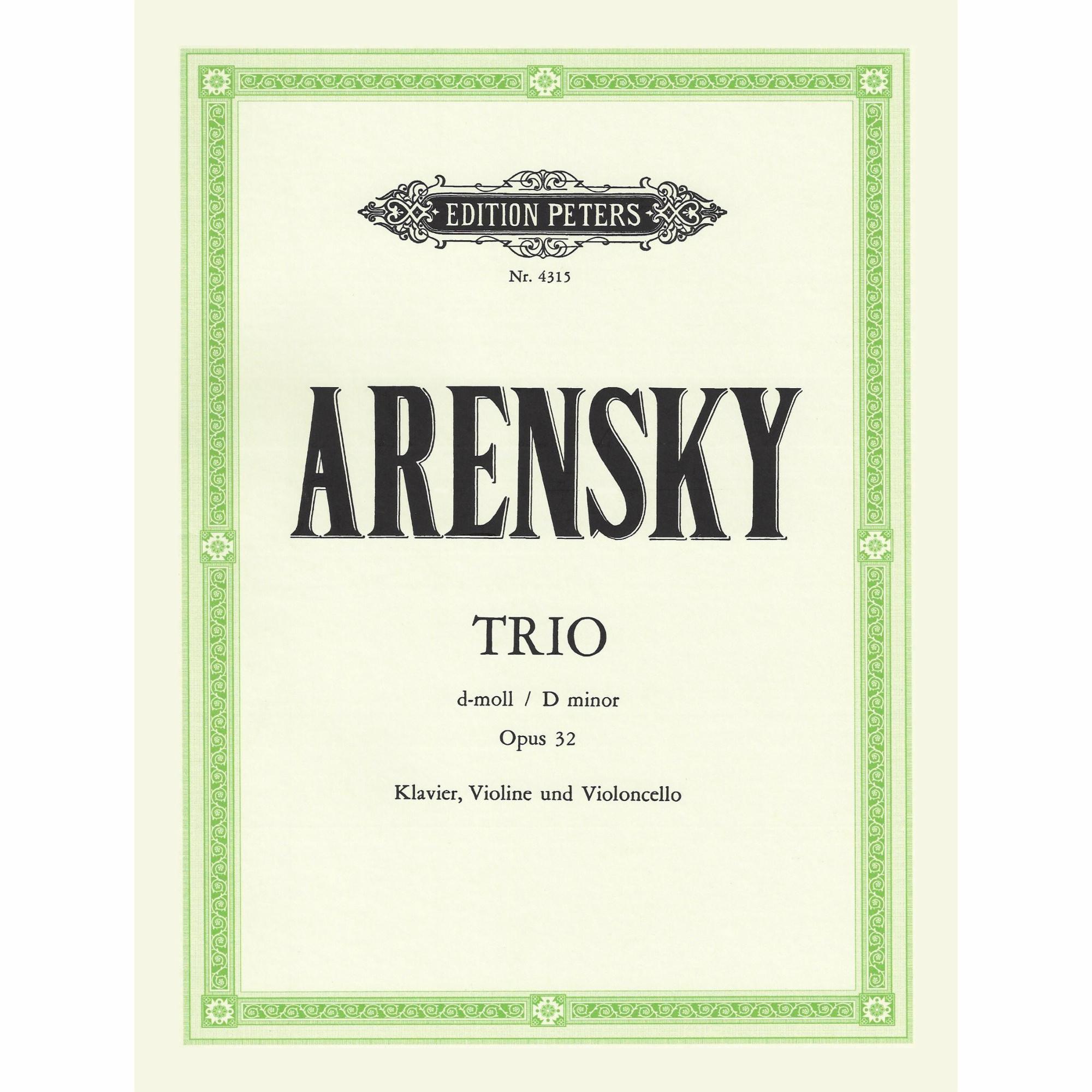 Arensky -- Piano Trio in D Minor, Op. 32
