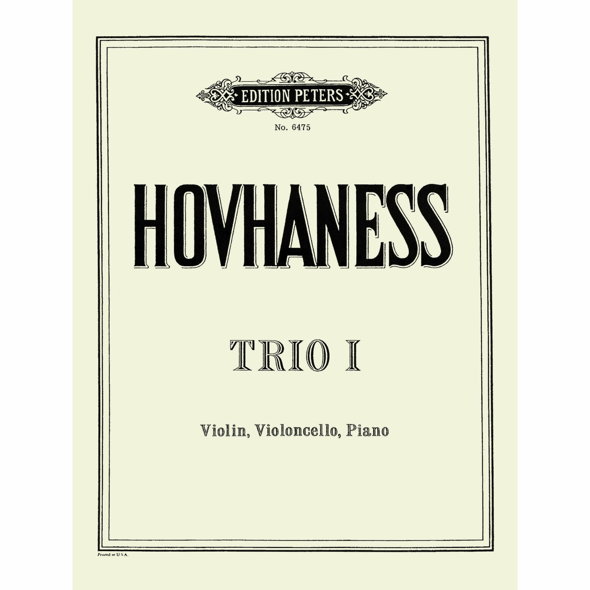 Hovhaness -- Trio I, Op. 3 for Violin, Cello, and Piano