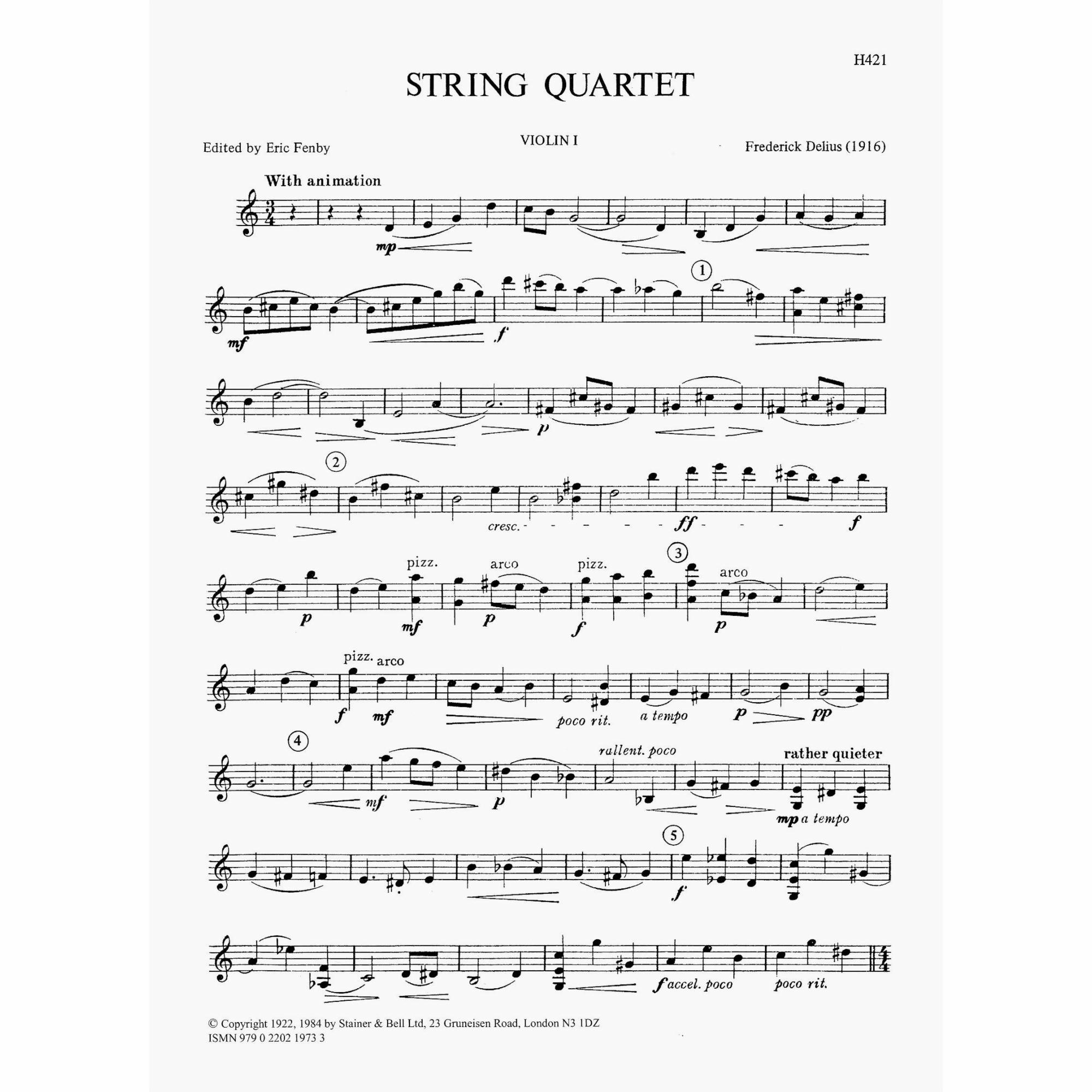 Delius -- String Quartet