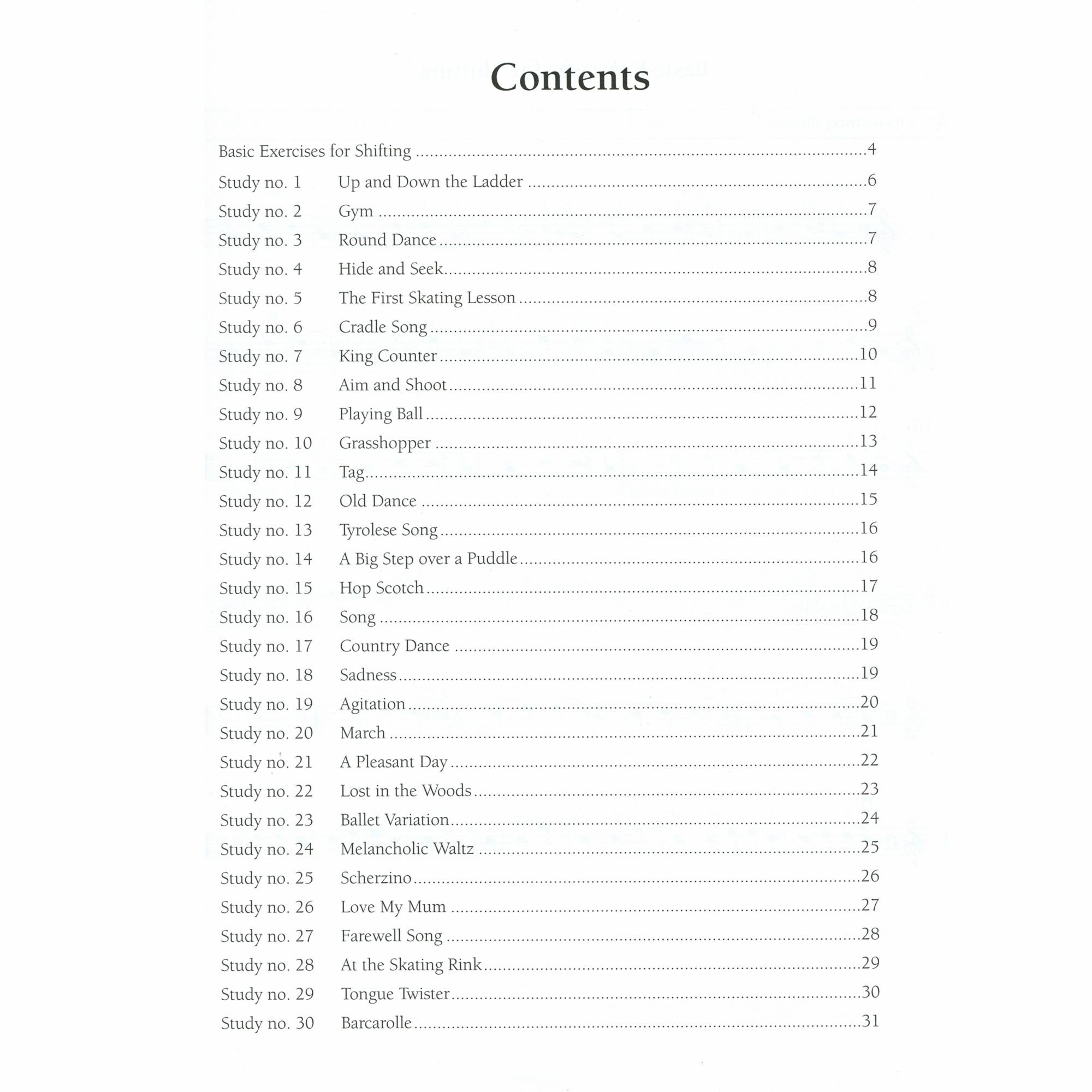 Shifting-Thirty Studies for Young Violinists