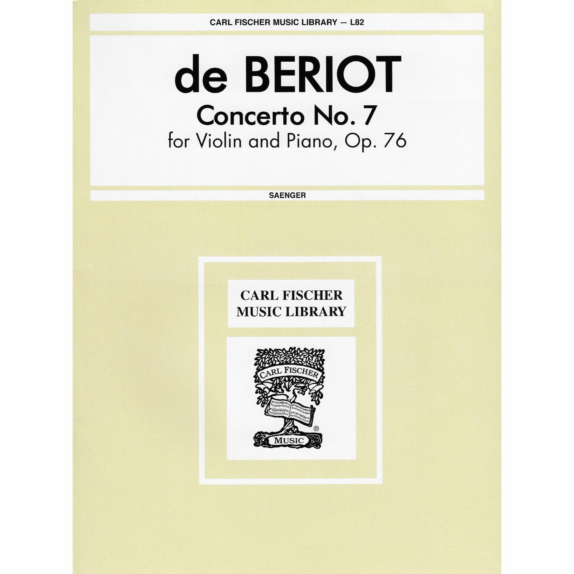 Beriot -- Violin Concerto No. 7, Op. 76 for Violin and Piano
