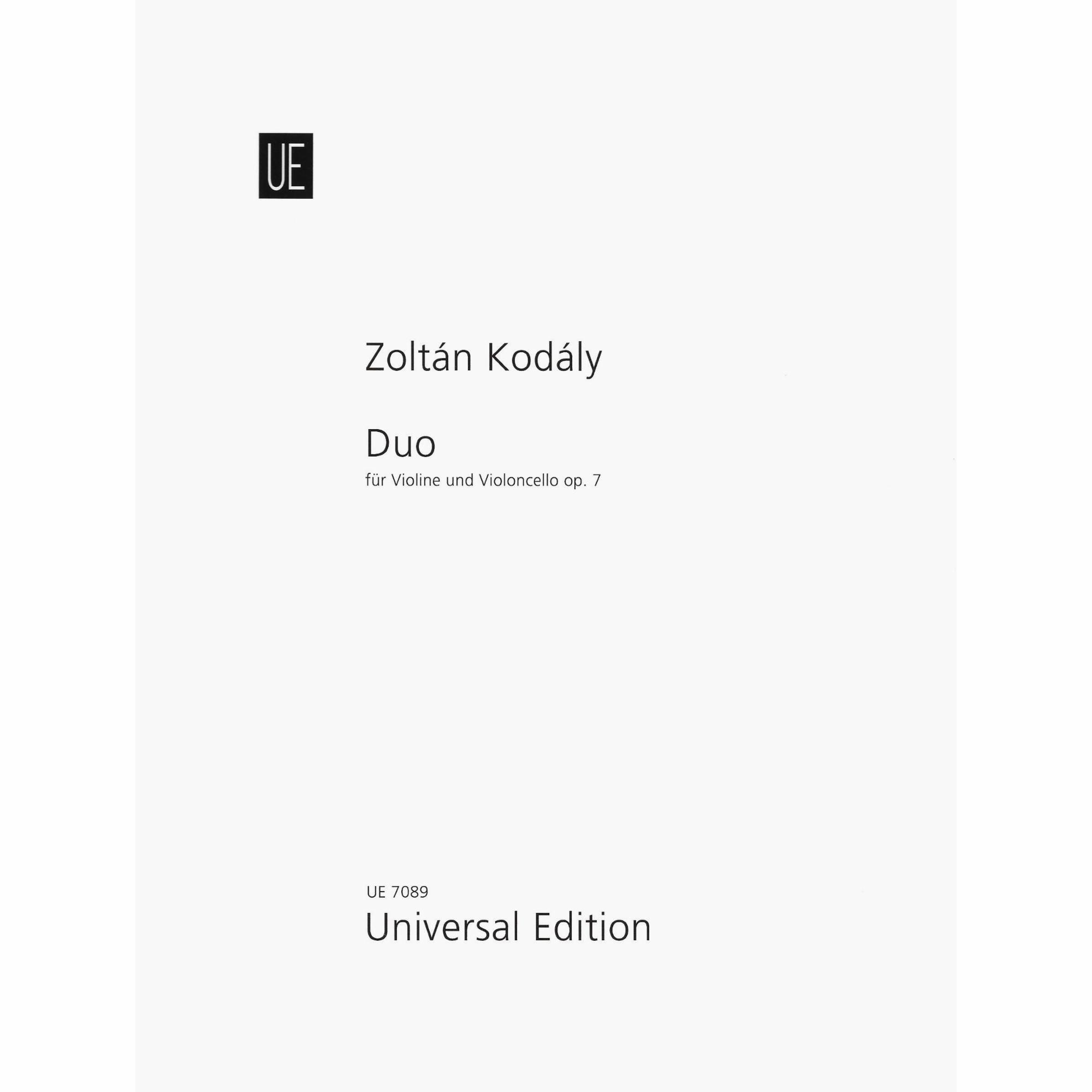 Kodaly -- Duo, Op. 7 for Violin and Cello