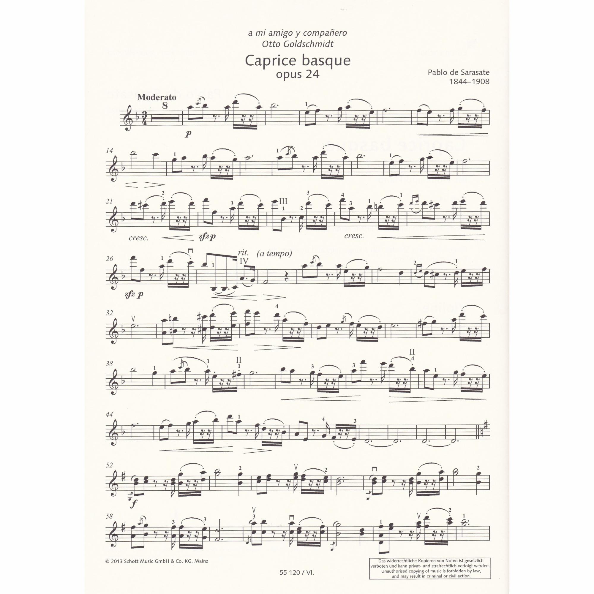Caprice Basque for Violin and Piano, Op. 24