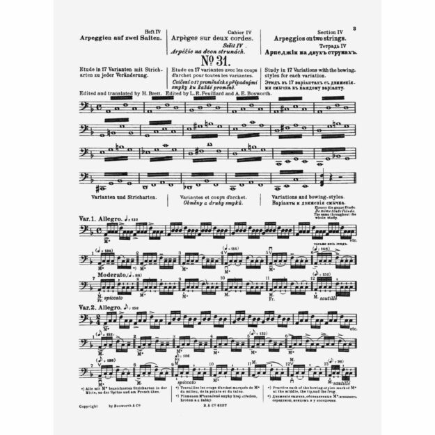 Sevcik - School of Bowing Technique, Op. 2, Parts 1-6 for Cello ...