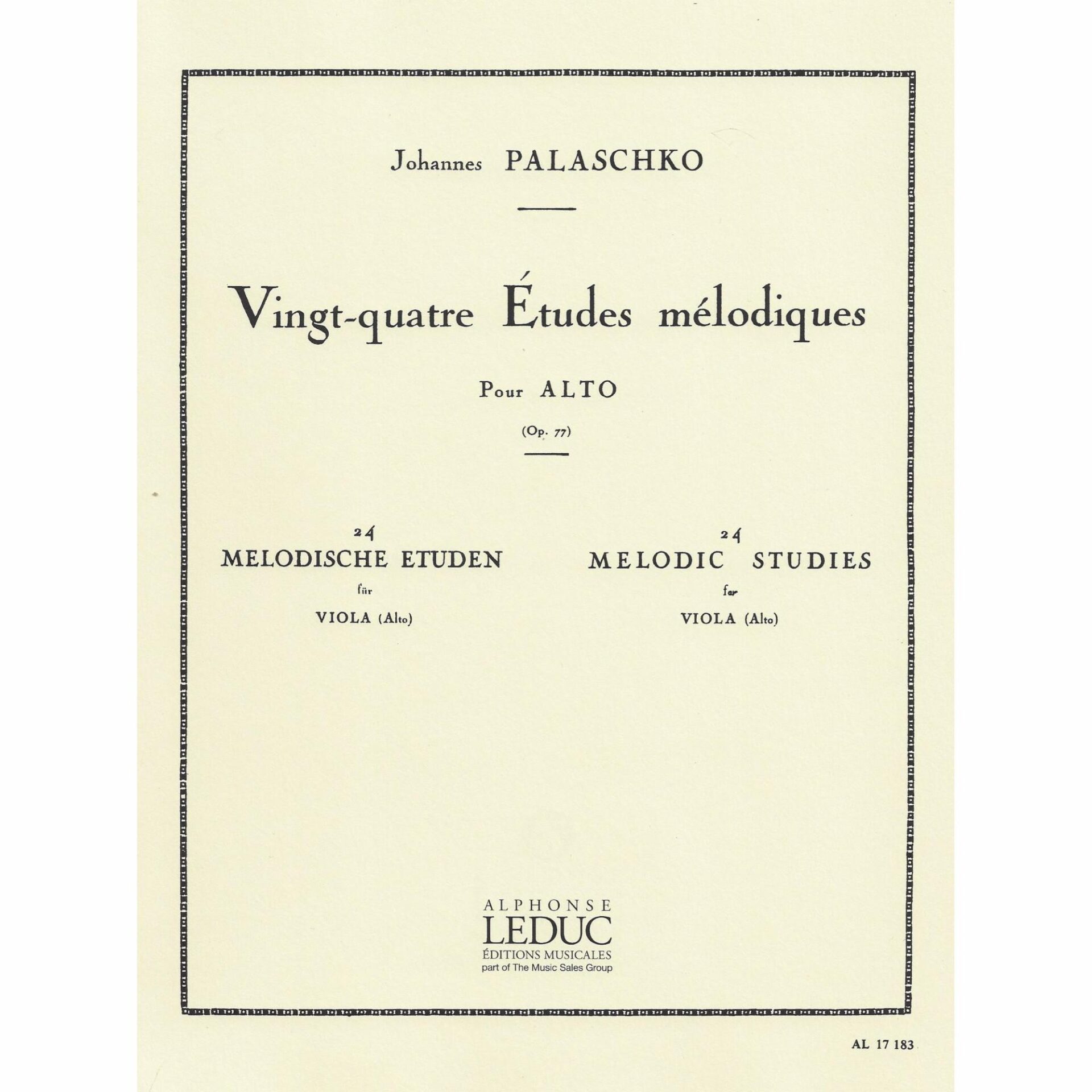 Palaschko - 24 Melodic Studies, Op. 77 for Viola - Southwest Strings