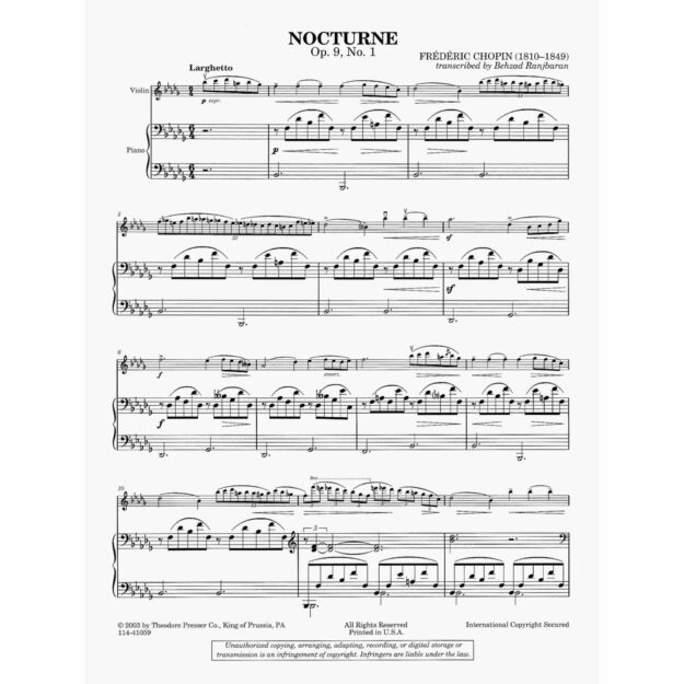 Chopin/Saint-Saëns/Liszt ピアノ協奏曲：３冊おまとめ Chopin - Three Transcriptions for Violin and Piano - Southwest Strings