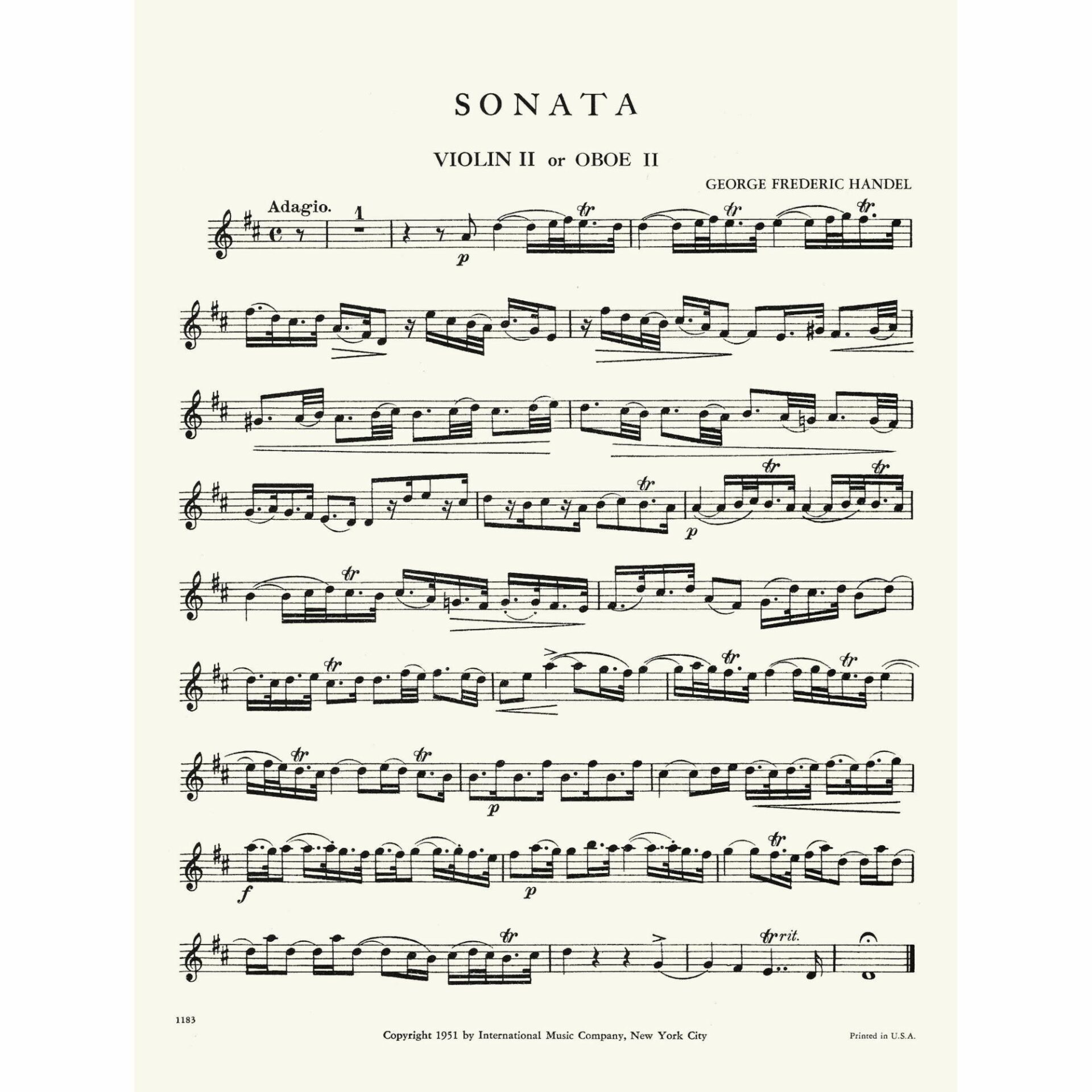 Handel - Sonata in D Major for Two Violins and Piano - Southwest