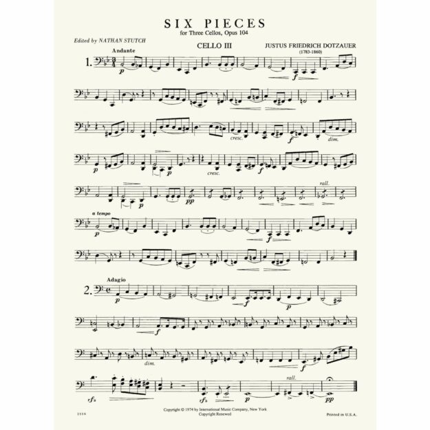 Dotzauer - Six Pieces, Op. 104 for Three Cellos - Southwest Strings