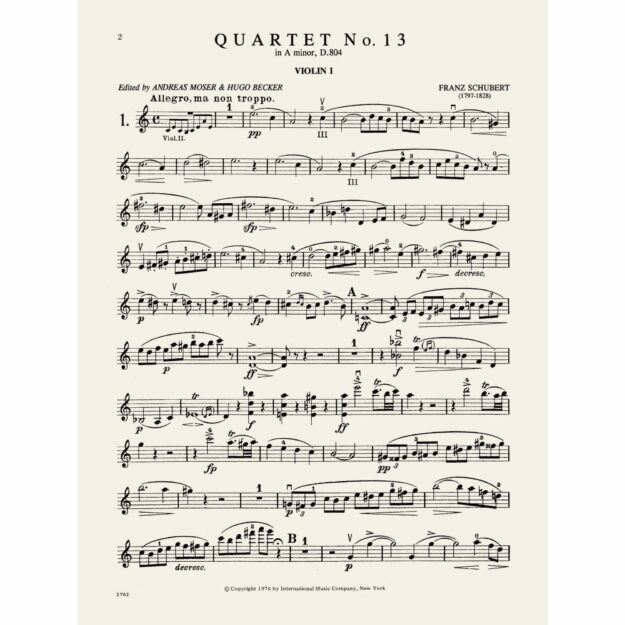 Schubert - Three Celebrated String Quartets - Southwest Strings