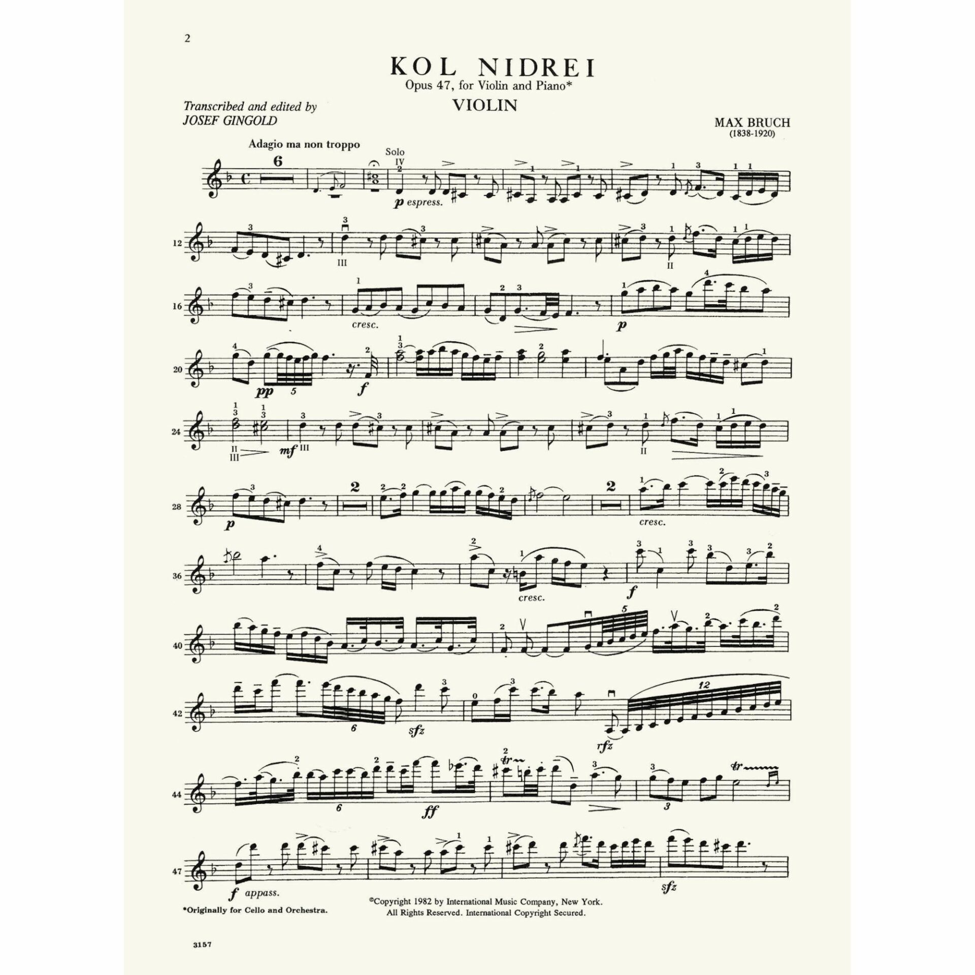 Bruch - Kol Nidre, Op. 47 for Violin and Piano - Southwest Strings