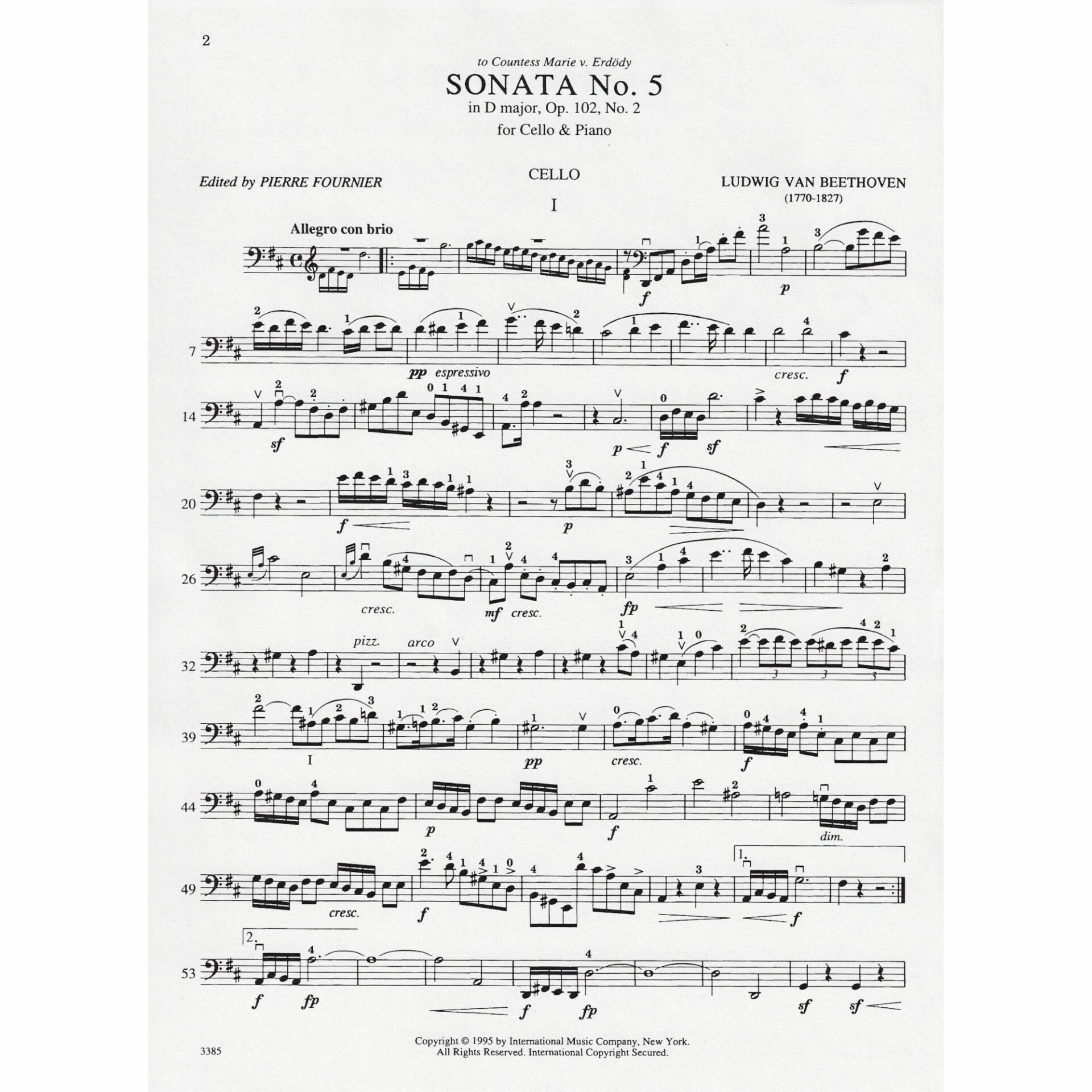 Beethoven - Sonata No. 5 in D Major, Op. 102, No. 2 for Cello and