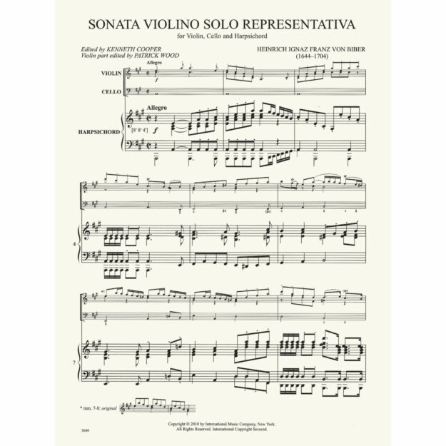 Biber - Sonata Violino Solo Representativa for Violin and Basso