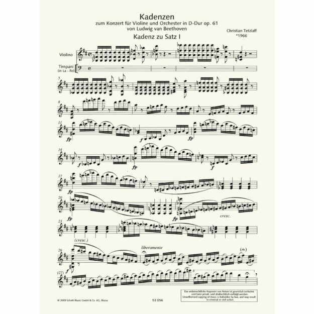 Tetzlaff/Beethoven - Cadenzas to Violin Concerto in D Major, Op