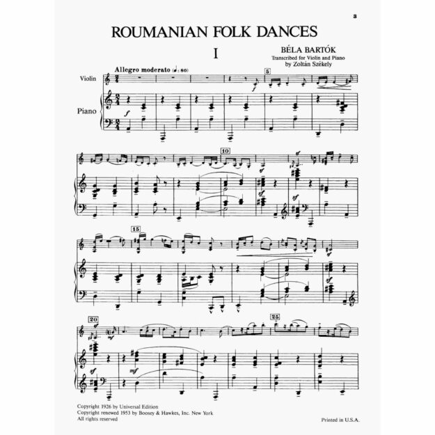 Bartok - Roumanian Folk Dances for Violin and Piano - Southwest Strings