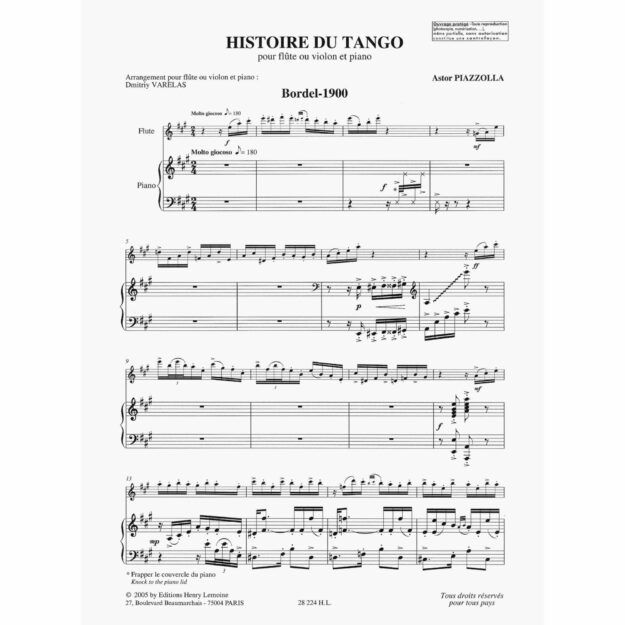 Piazzolla - Histoire Du Tango for Violin and Piano - Southwest Strings