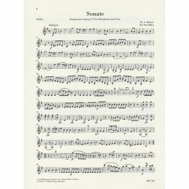 Mozart - Sonata in E Minor, K. 304 for Violin and Piano